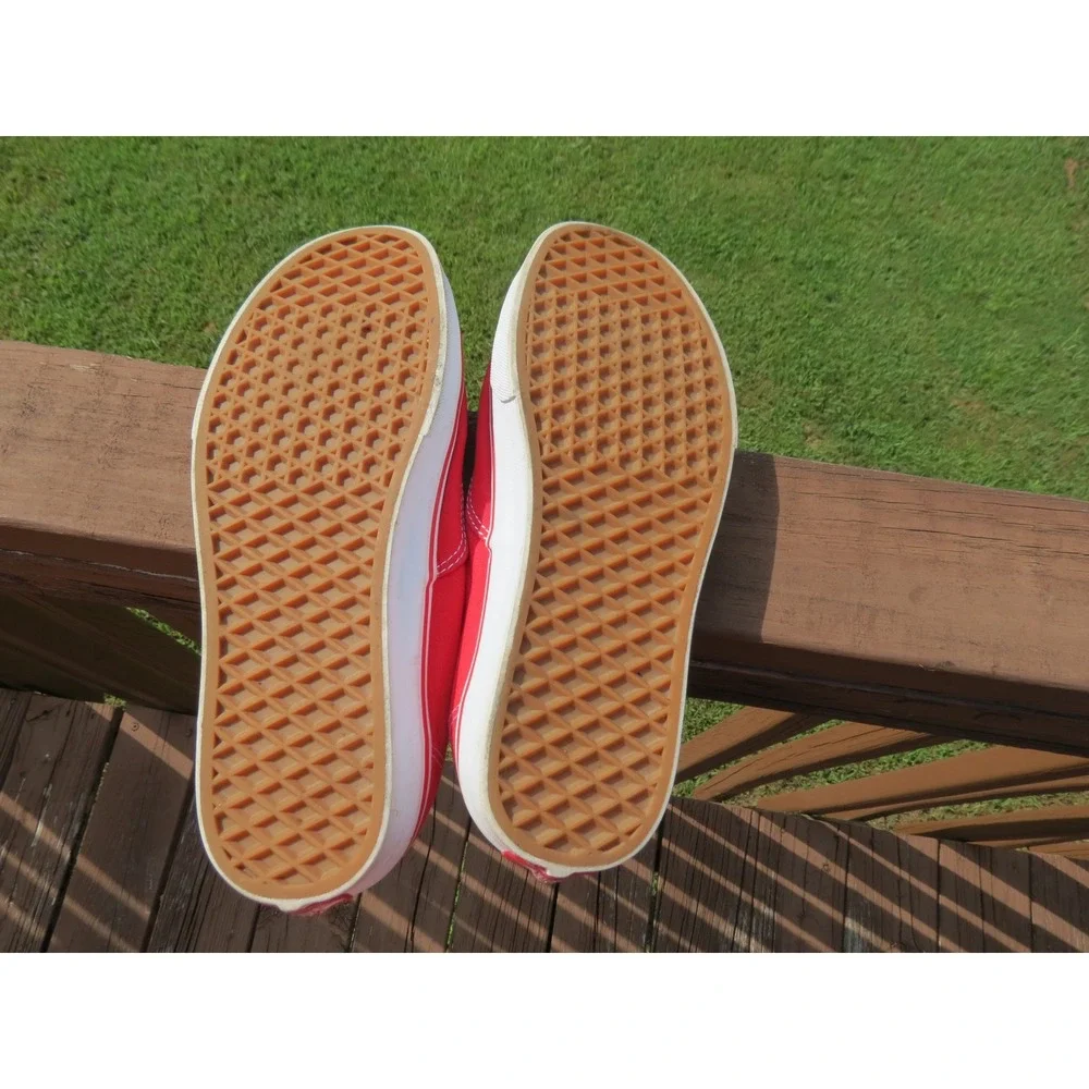 Vans Authentic Sneakers Mens 8.5 Red Low Top Canvas Lace Up Shoes